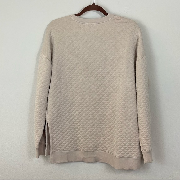 Z Supply Quilted V Neck Weekender Oversized Sweatshirt in Almond Size Medium - Picture 10 of 13